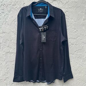 BUTTERCLOTH Shirt Men Size XL Collar Long Sleeve Button Down Office Formal Black